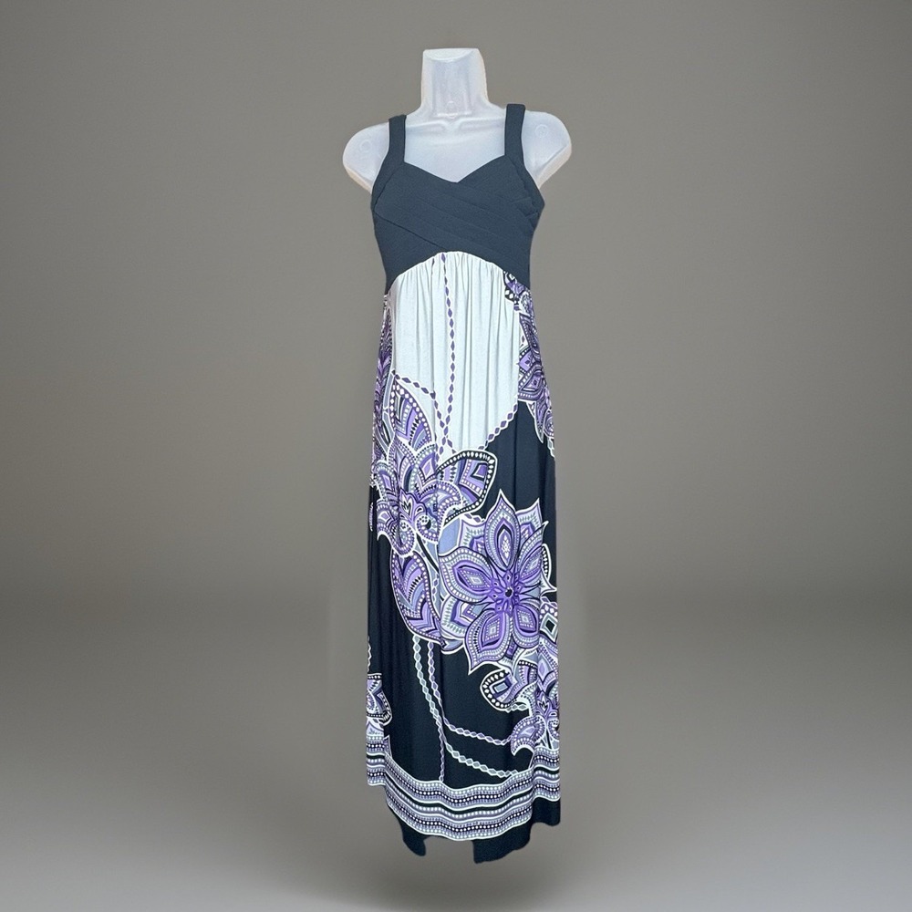 Vintage Carole Little Maxi Dress Women 4 Black Purple Boho Y2K Whimsigoth‎ Fairy